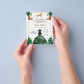 Floral Emerald Green Gold Boots Horse Quinceanera Flyer (Hand)