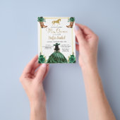 Floral Emerald Green Gold Boots Horse Quinceanera Flyer (Hand)