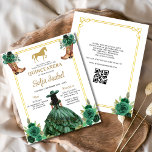 Floral Emerald Green Gold Boots Horse Quinceanera Flyer<br><div class="desc">Vier een unieke Quinceañera met een Floral Emerald Green en Gold Boots & Horse uitnodiging. Dit unieke ontwerp combineert elegante bloemendetails met rustieke charme, met levendige smaragdgroene tinten en glinsterende gouden accenten. Met stijlvolle cowboylaarzen en een majestueus paard is het perfect voor een op het land geïnspireerde quinceañera die traditie...</div>