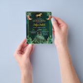 Floral Emerald Green Gold Boots Horse Quinceanera Flyer (Hand)