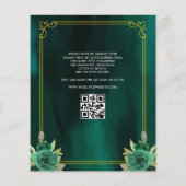 Floral Emerald Green Gold Boots Horse Quinceanera Flyer (Achterkant)