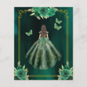 Floral Emerald Green Gold Butterfly Quinceanera Flyer (Achterkant)