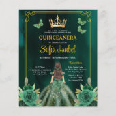 Floral Emerald Green Gold Butterfly Quinceanera Flyer (Voorkant)