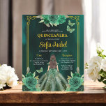 Floral Emerald Green Gold Butterfly Quinceanera Flyer<br><div class="desc">Vier een magische mijlpaal met een prachtige Floral Emerald Green en Gold Butterfly Quinceañera uitnodiging. Met levendige smaragdgroene tinten en delicate gouden accenten, is dit elegante ontwerp versierd met prachtige bloempatronen en grillige vlinders, die groei en transformatie symboliseren. Perfect voor een verfijnde en op natuur geïnspireerde quinceañera, de uitnodiging combineert...</div>