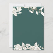 Floral Emerald Green Gold Wedding Invitation Kaart (Achterkant)