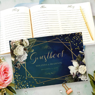 Floral Emerald Green Gold Wreath Wedding Gastenboek