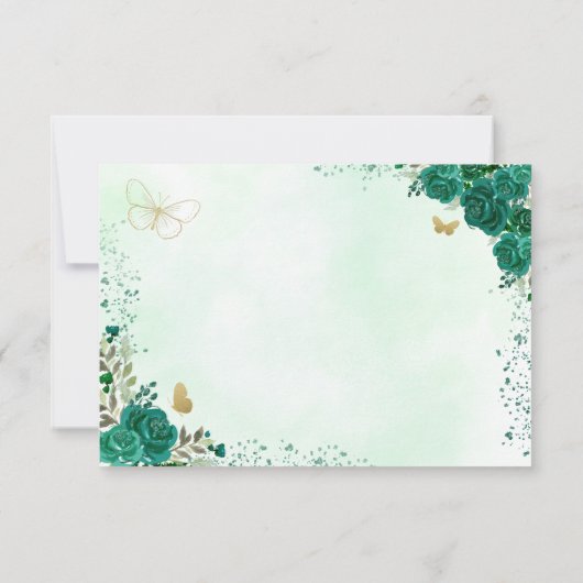 Floral Emerald Green Princess Birthday Quinceanera Save The Date (Achterkant)