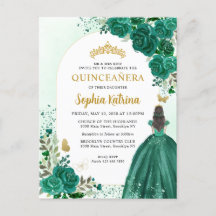 Floral Emerald Green Princess Birthday Quinceanera