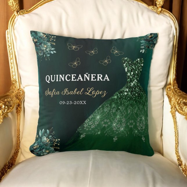 Floral Emerald Green Princess Quinceanera Kussen (Creator heeft geüpload)