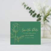 Floral Emerald Green Quinceanera bewaar de datum Briefkaart (Staand voorkant)