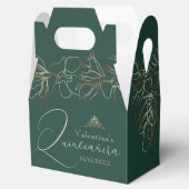 Floral Emerald Green Quinceañera Favor Box Bedankdoosjes (Geopend)
