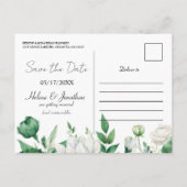 Floral Emerald Groen Bruiloft Save The Date Aankondigingskaart (Achterkant)