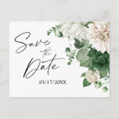Floral Emerald Groen Bruiloft Save The Date Aankondigingskaart (Voorkant)