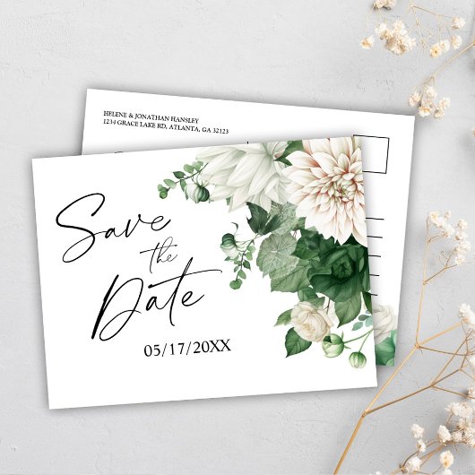 Floral Emerald Groen Bruiloft Save The Date Aankondigingskaart