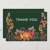 Floral Emerald Groen Thanksgiving Diner Bedankkaart (Voorkant / Achterkant)