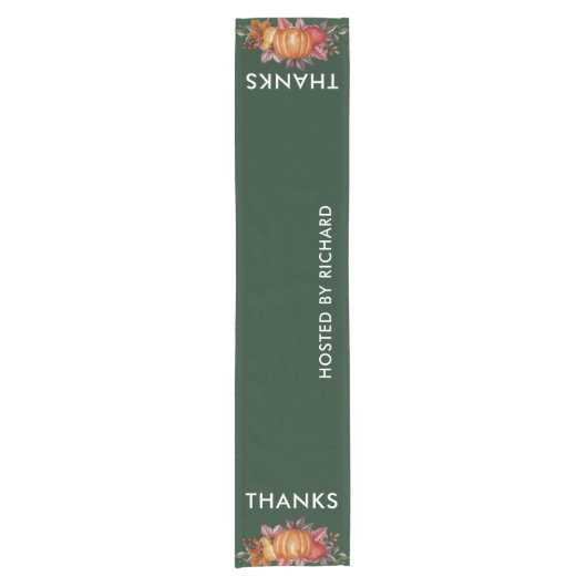 Floral Emerald Groen Thanksgiving Diner Korte Tafelloper (Voorkant)