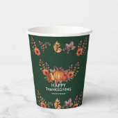 Floral Emerald Groen Thanksgiving Diner Papieren Bekers (Achterkant)
