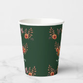 Floral Emerald Groen Thanksgiving Diner Papieren Bekers (Links)