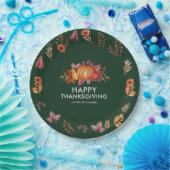 Floral Emerald Groen Thanksgiving Diner Papieren Bordje (Feest)