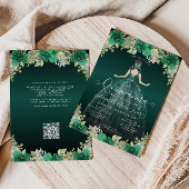 Floral Emerald Groene Jurk Verjaardag QR Quinceane Kaart