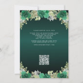 Floral Emerald Groene Jurk Verjaardag QR Quinceane Kaart (Achterkant)