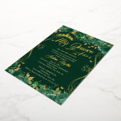 Floral Emerald Scroll Mis Quince Quinceanera Folie Uitnodiging (Gedraaid)