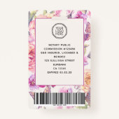 Floral Employee Photo Logo Barcode Name Badge (Achterkant)
