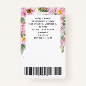 Floral Employee Photo Logo Barcode Name Badge (Achterkant)