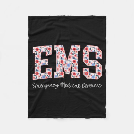 Floral Ems Emergency Medical Services Emt Wildflow Fleece Deken (Voorkant)