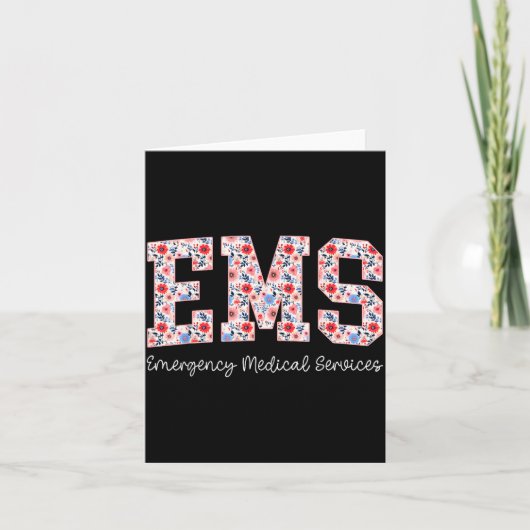 Floral Ems Emergency Medical Services Emt Wildflow Kaart (Voorkant)