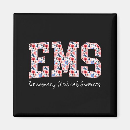 Floral Ems Emergency Medical Services Emt Wildflow Magneet (Voorkant)
