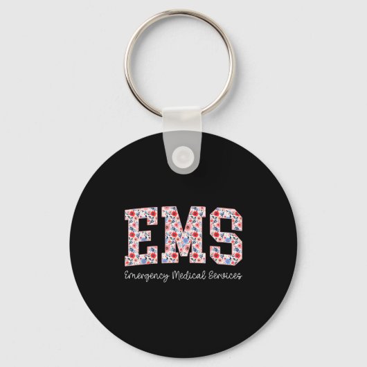 Floral Ems Emergency Medical Services Emt Wildflow Sleutelhanger (Voorkant)