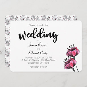 Floral en Berries Wedding Invitation Kaart