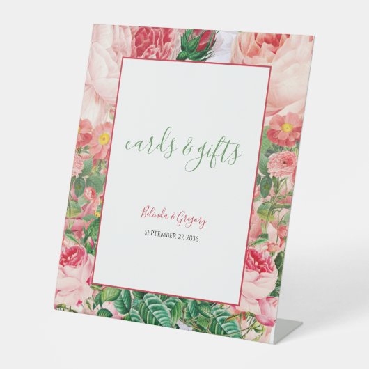 Floral- en botanische bruiloft Reclamebord Met Voetstuk (Voorkant)