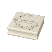 Floral en Bow Wreath Custom Couple Names Wedding Rubberstempel (Stempel)
