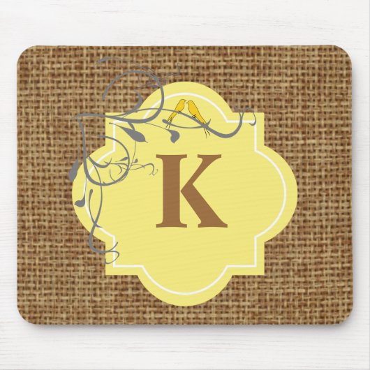 Floral en burlap, monogrammen muismat (Voorkant)