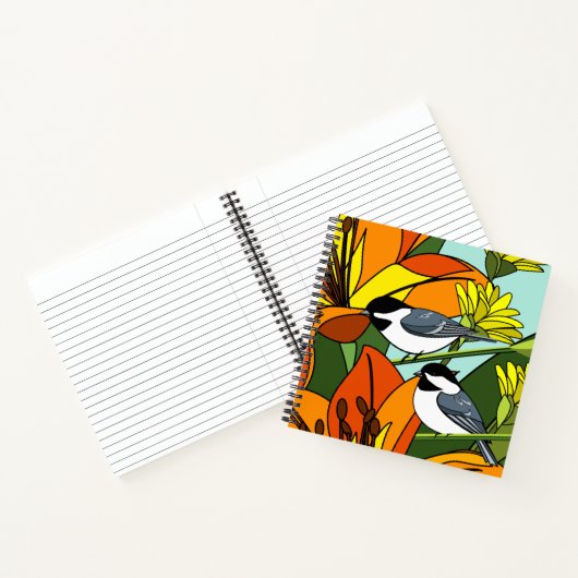 Floral en Chickadee Notitieboek (Binnen)