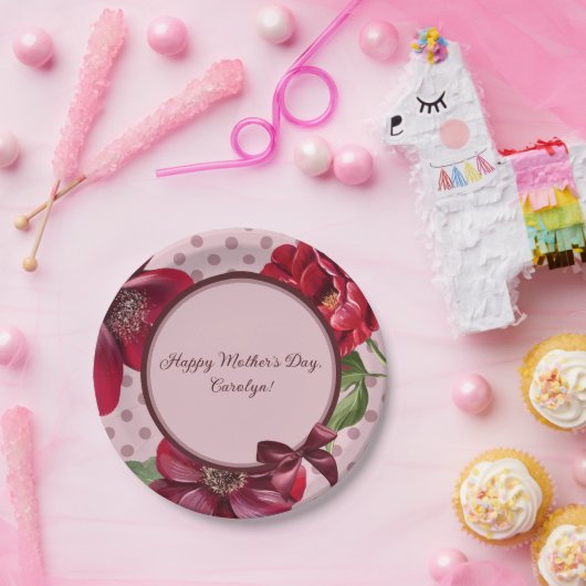 Floral en Dot Moederdag Bord 9" (Feest)