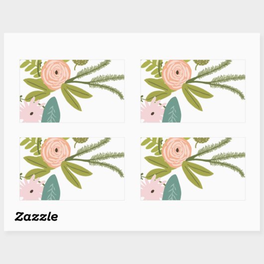 Floral en fauna rechthoekige sticker (Vel)