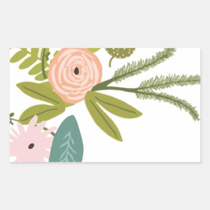 Floral en fauna rechthoekige sticker