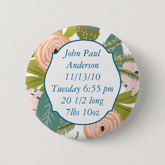 Floral en fauna ronde button 5,7 cm (Voorkant)
