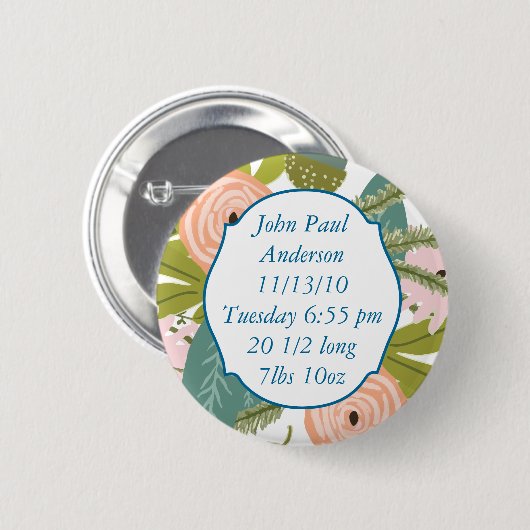 Floral en fauna ronde button 5,7 cm (Voorkant /achterkant)