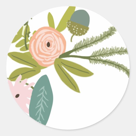 Floral en fauna ronde sticker (Voorkant)