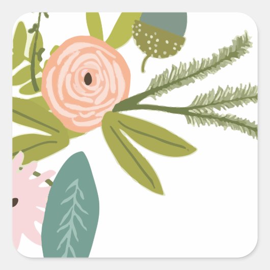 Floral en fauna vierkante sticker (Voorkant)