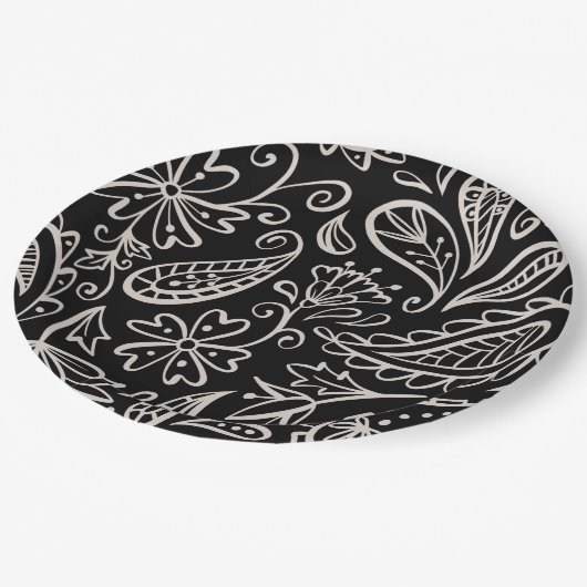 Floral en glamour naadloos patroonmodern papieren bordje (Gekanteld)