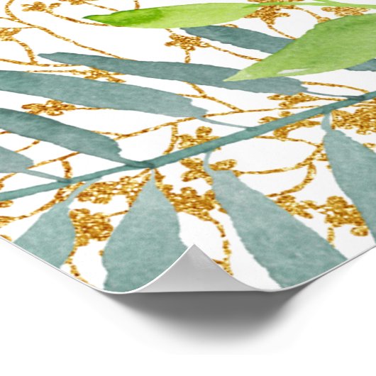 Floral en Glitter Brunch Vrijgezellenfeest Poster (Hoek)