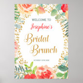 Floral en Glitter Brunch Vrijgezellenfeest Poster (Voorkant)