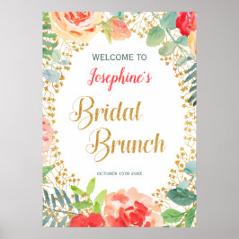 Floral en Glitter Brunch Vrijgezellenfeest Poster