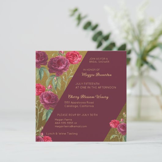 Floral en Gold Bridal Shower Kaart (Staand voorkant)