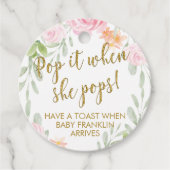 Floral en Gold Glitter Pop Het Wanneer Ze Poppen Bedankjes Labels (Voorkant)